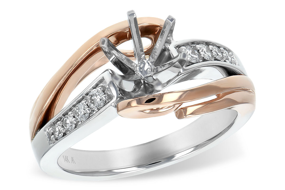 Allison Kaufman Diamond Engagement Ring Semi-Mount in 14K Two-Tone Gold, 0.16 ctw (L7576)