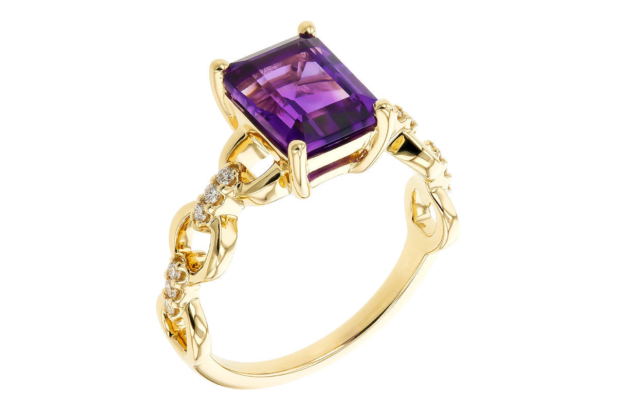 Allison Kaufman Amethyst & Diamond Ring in 14K Yellow Gold, 2.05 ctw, alternate view
