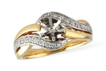 Allison Kaufman Diamond Engagement Ring Semi-Mount in 14K Yellow & White Gold, 0.23 ctw