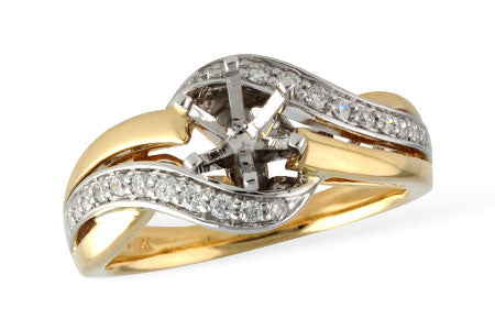 Allison Kaufman Diamond Engagement Ring Semi-Mount in 14K Yellow & White Gold, 0.23 ctw