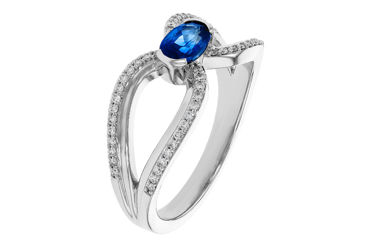 Allison Kaufman Sapphire & Diamond Ring in 14K White Gold, 0.75 ctw, alternate view