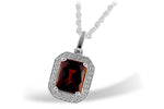 Allison Kaufman Garnet & Diamond Necklace in 14K White Gold, 2.04 ctw
