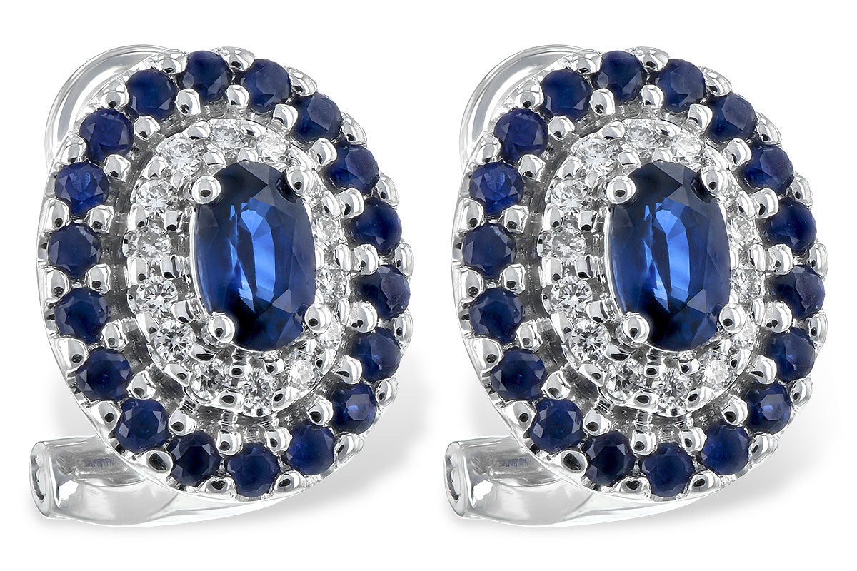 Allison Kaufman Sapphire & Diamond Earrings in 14K White Gold, 1.50 ctw