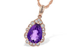 Allison Kaufman Amethyst & Diamond Necklace in 14K Rose Gold, 1.68 ctw