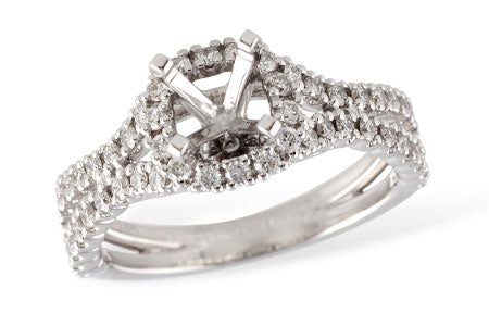 Allison Kaufman Diamond Engagement Ring Semi-Mount in 14K White Gold, 0.52 ctw (L7537)