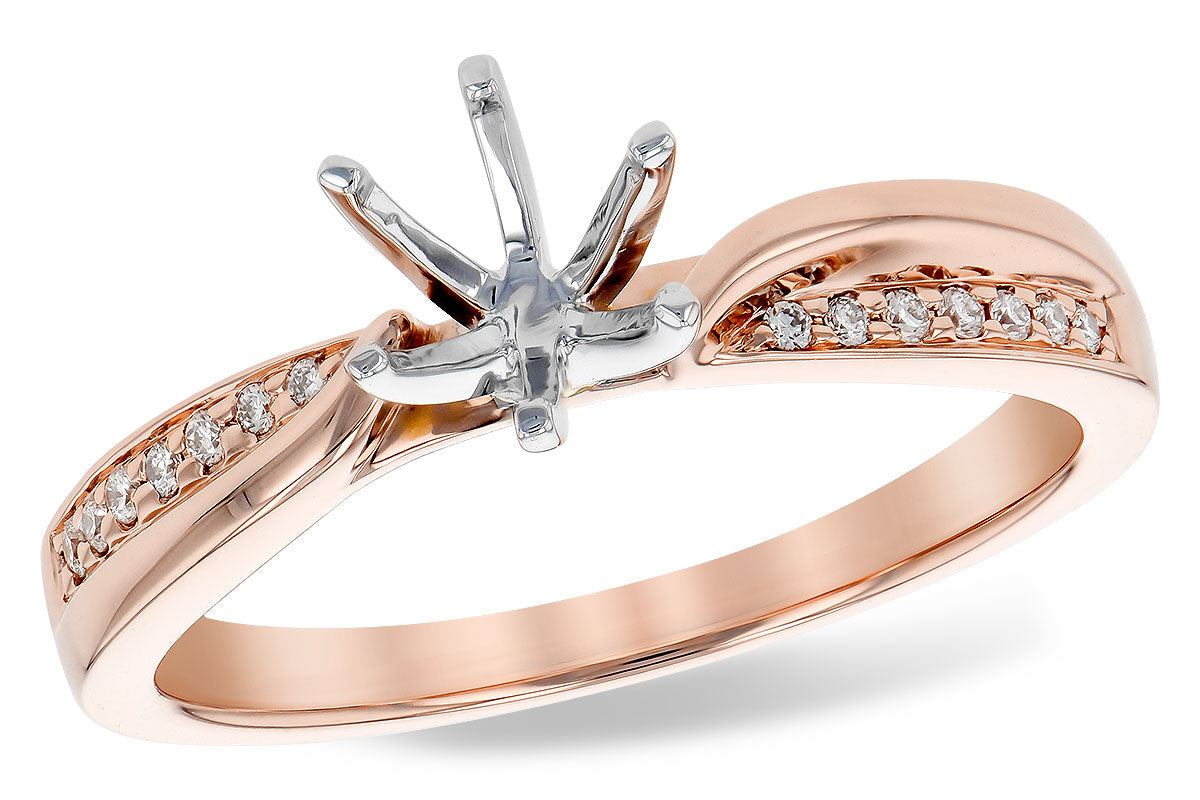 Allison Kaufman Diamond Engagement Ring Semi-Mount in 14K Rose Gold, 0.06 ctw (L7795)