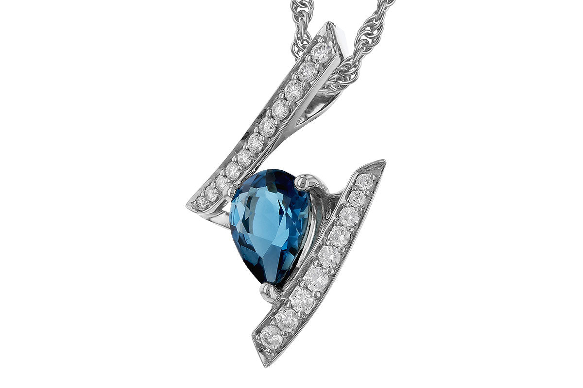 Allison Kaufman London Blue Topaz & Diamond Necklace in 14K White Gold, 1.23 ctw, alternate view