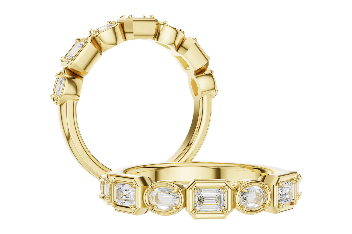 Allison Kaufman Fancy-Cut Diamond Wedding Band in 14K Yellow Gold, 0.55 ctw, alternate view
