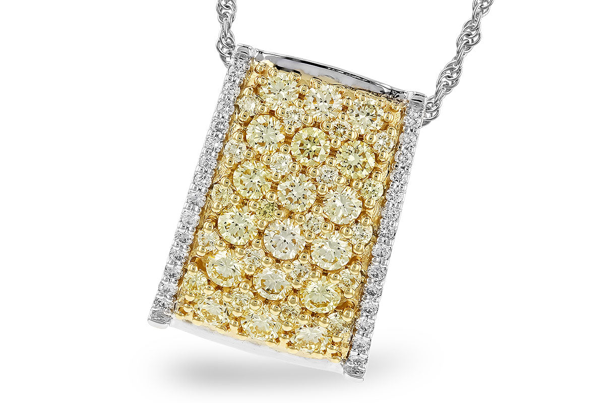 Allison Kaufman Yellow Diamond Necklace in 14K Yellow & White Gold, 2.12 ctw