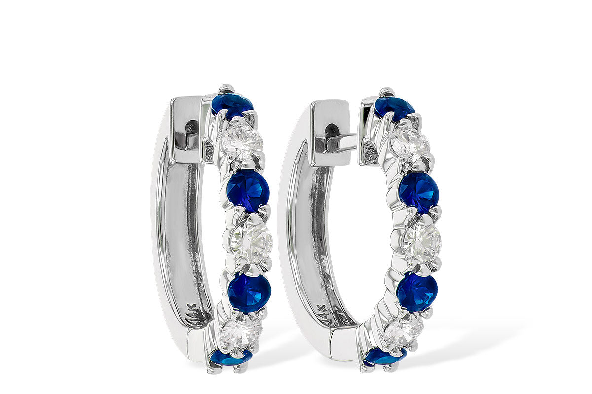 Allison Kaufman Sapphire & Diamond Earrings in 14K White Gold, 1.05 ctw