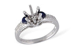 Allison Kaufman Sapphire & Diamond Engagement Ring Semi-Mount in 14K White Gold, 0.44 ctw