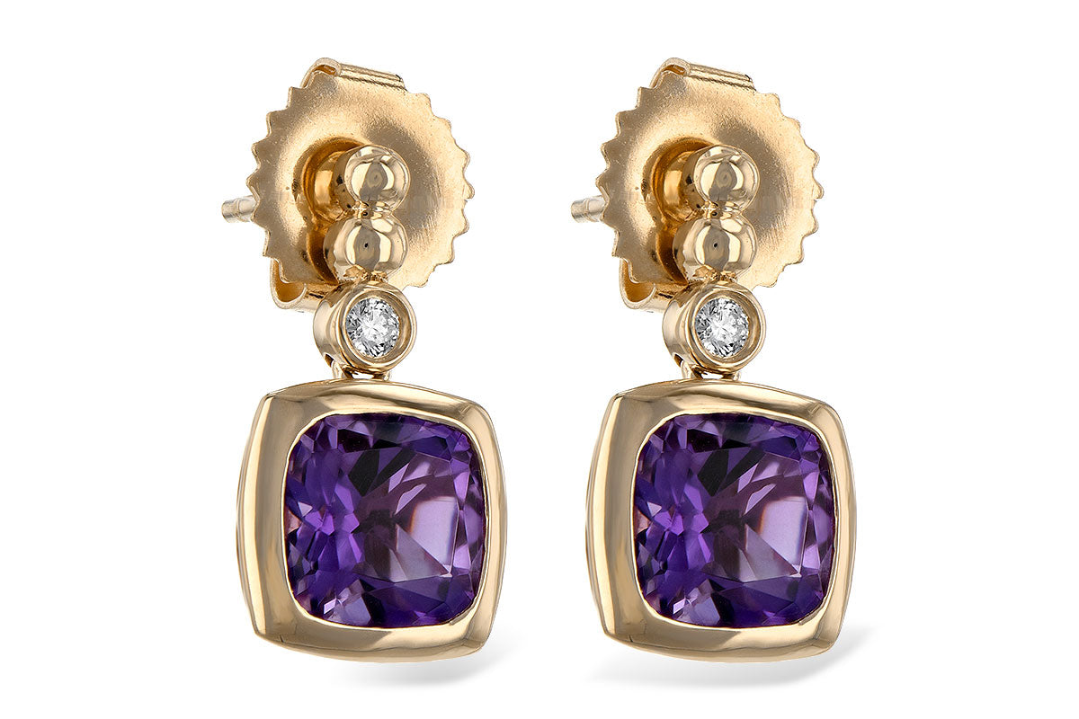 Allison Kaufman Amethyst & Diamond Earrings in 14K Yellow Gold, 1.70 ctw