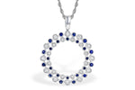 Allison Kaufman Sapphire & Diamond Necklace in 14K White Gold, 0.56 ctw (N8264)