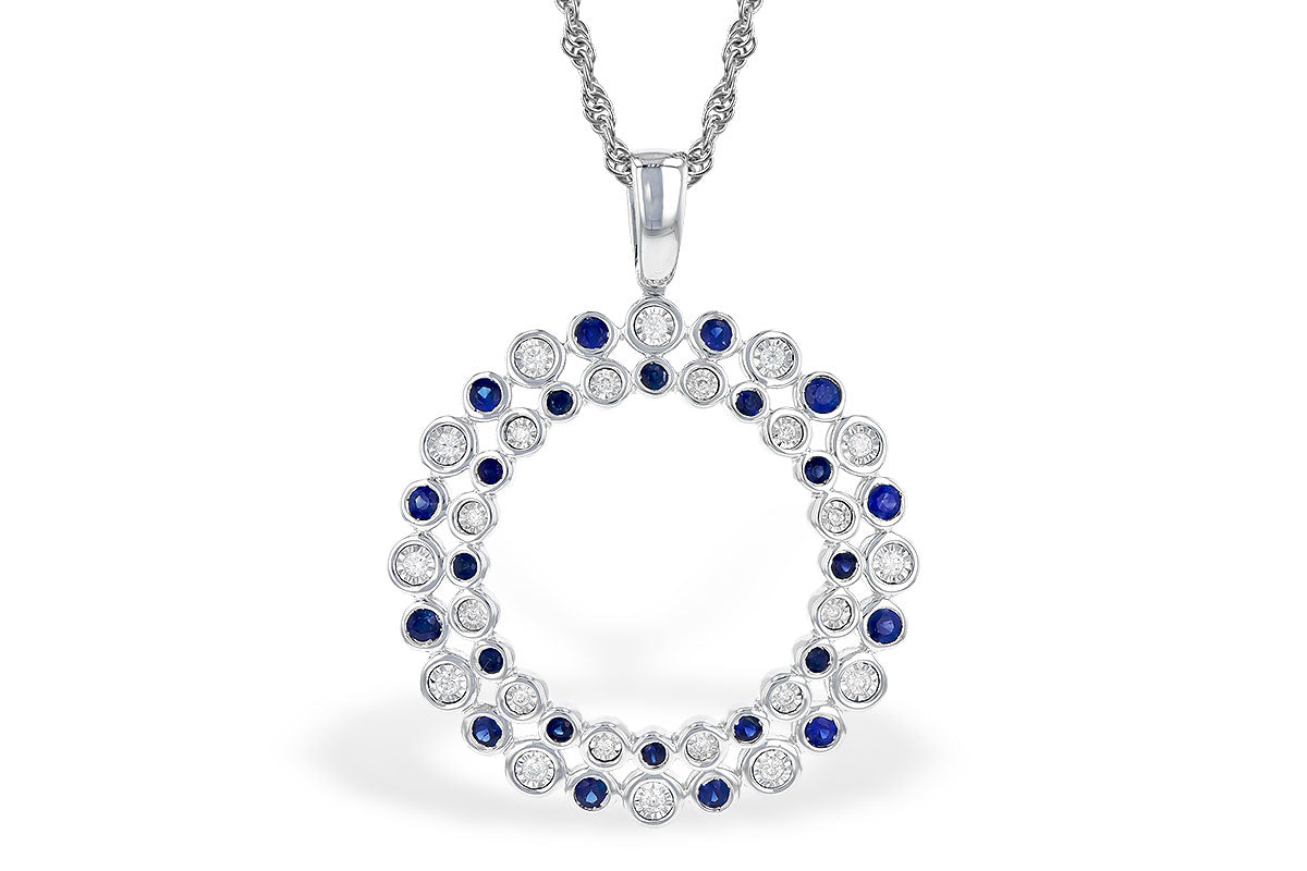 Allison Kaufman Sapphire & Diamond Necklace in 14K White Gold, 0.56 ctw (N8264)