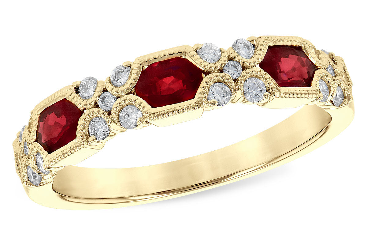 Allison Kaufman Ruby & Diamond Wedding Band in 14K Yellow Gold, 1.00 ctw (W2445)