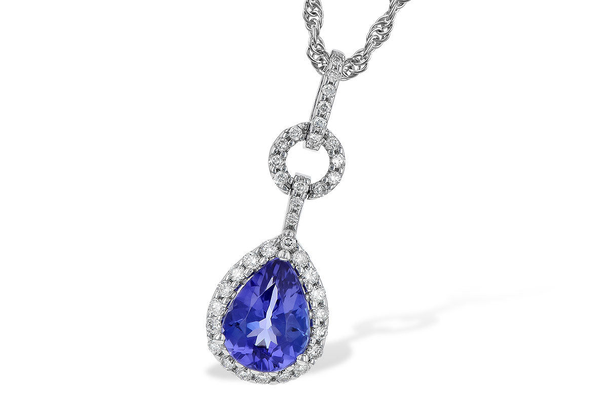 Allison Kaufman Tanzanite & Diamond Necklace in 14K White Gold, 1.14 ctw