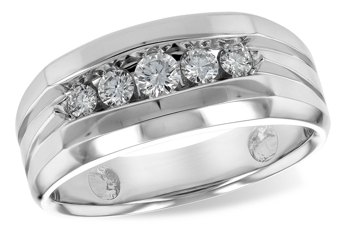 Allison Kaufman Diamond Men's Wedding Band in 14K White Gold, 0.42 ctw