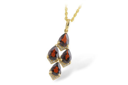 Allison Kaufman Garnet & Diamond Necklace in 14K Yellow Gold, 2.95 ctw