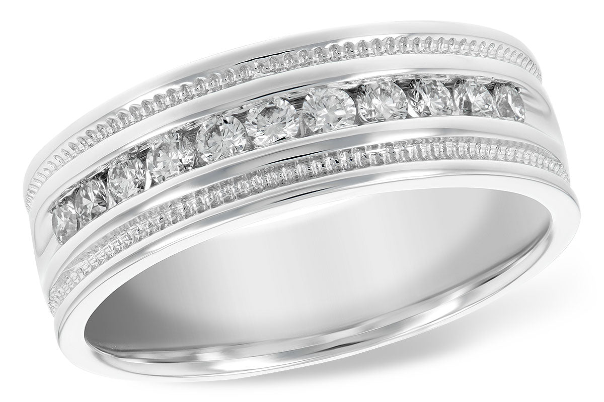 Allison Kaufman Diamond Men's Wedding Band in 14K White Gold, 0.46 ctw
