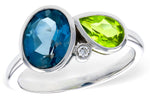 Allison Kaufman London Blue Topaz, Peridot & Diamond Ring in 14K White Gold, 2.45 ctw