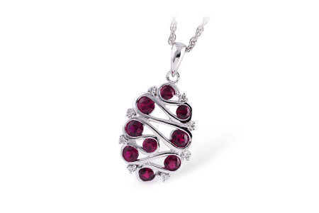Allison Kaufman Ruby & Diamond Necklace in 14K White Gold, 0.75 ctw