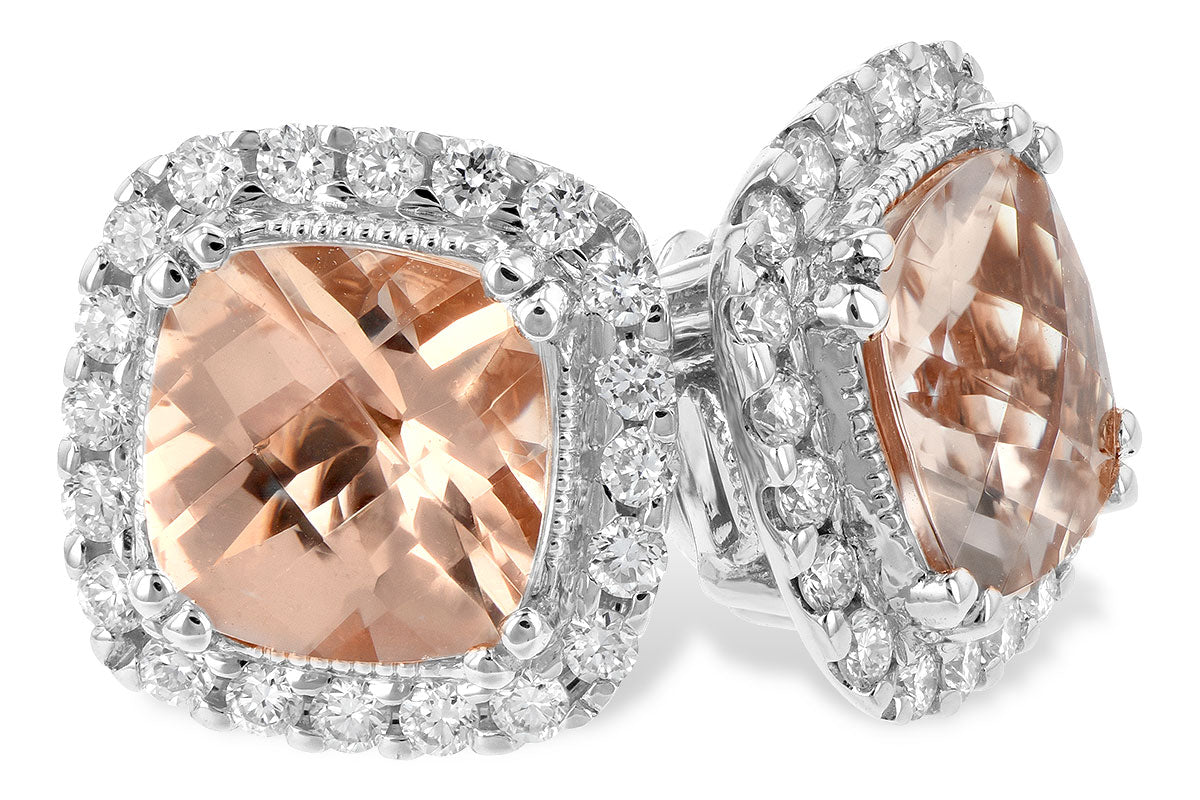 Allison Kaufman Morganite & Diamond Earrings in 14K White Gold, 1.88 ctw