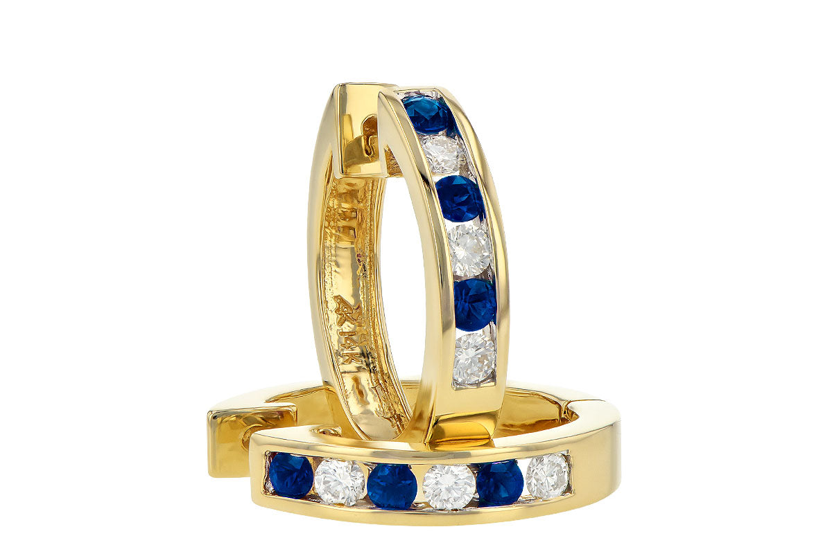 Allison Kaufman Sapphire & Diamond Earrings in 14K Yellow Gold, 0.50 ctw, alternate view