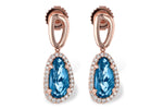 Allison Kaufman London Blue Topaz & Diamond Earrings in 14K Rose Gold, 4.36 ctw