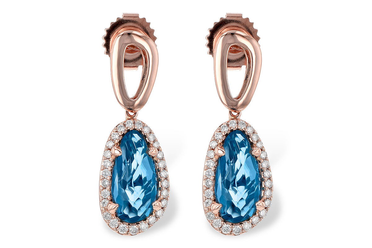 Allison Kaufman London Blue Topaz & Diamond Earrings in 14K Rose Gold, 4.36 ctw