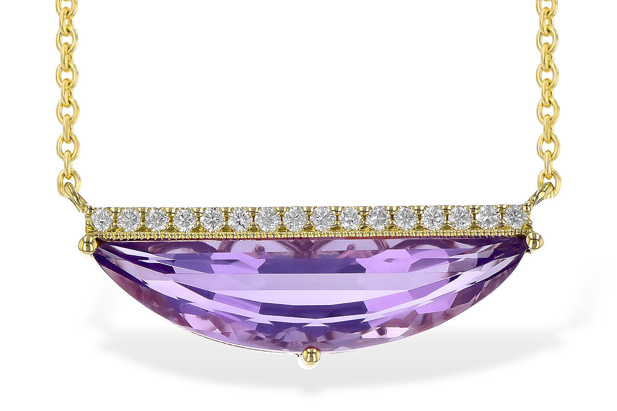 Allison Kaufman Amethyst & Diamond Necklace in 14K Yellow Gold, 2.28 ctw
