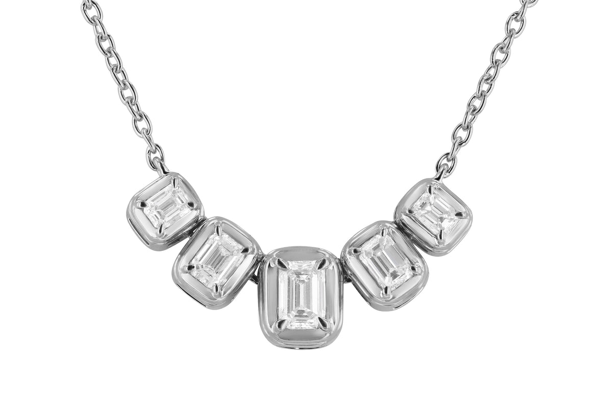 Allison Kaufman Fancy-Cut Diamond Necklace in 14K White Gold, 0.87 ctw