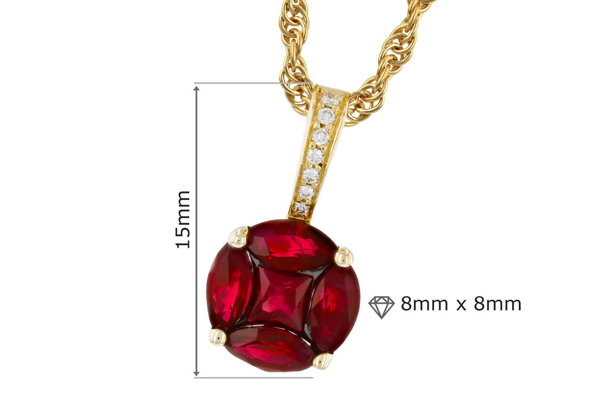 Allison Kaufman Ruby & Diamond Necklace in 14K Yellow Gold, 0.82 ctw, alternate view