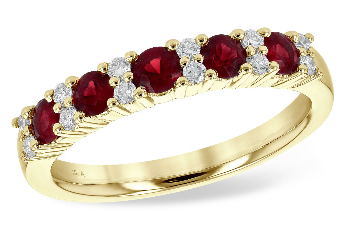 Allison Kaufman Ruby & Diamond Wedding Band in 14K Yellow Gold, 0.83 ctw