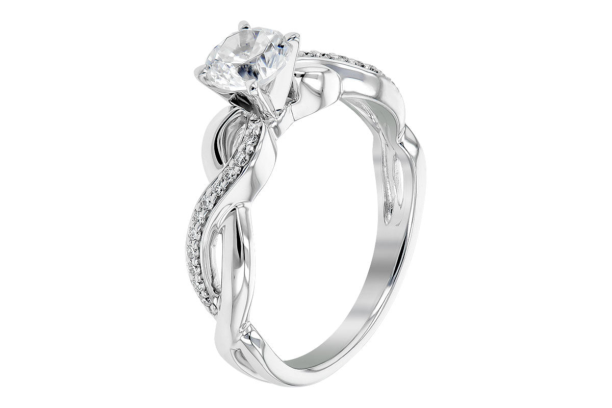 Allison Kaufman Diamond Engagement Ring Semi-Mount in 14K White Gold, 0.09 ctw (L7540), alternate view
