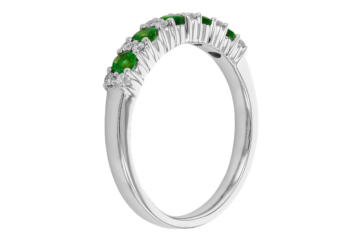 Allison Kaufman Emerald & Diamond Wedding Band in 14K White Gold, 0.47 ctw, alternate view