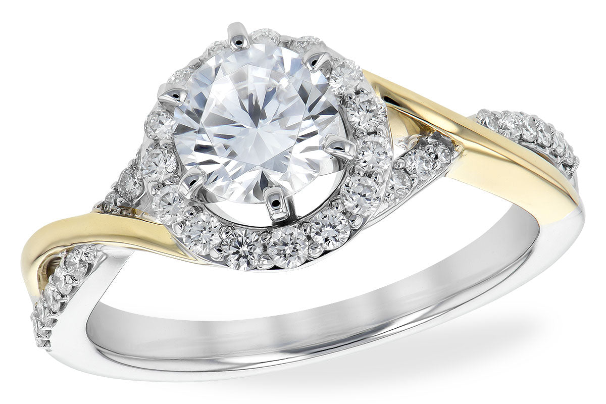 Allison Kaufman Diamond Engagement Ring Semi-Mount in 14K Two-Tone Gold, 0.31 ctw (L7705)