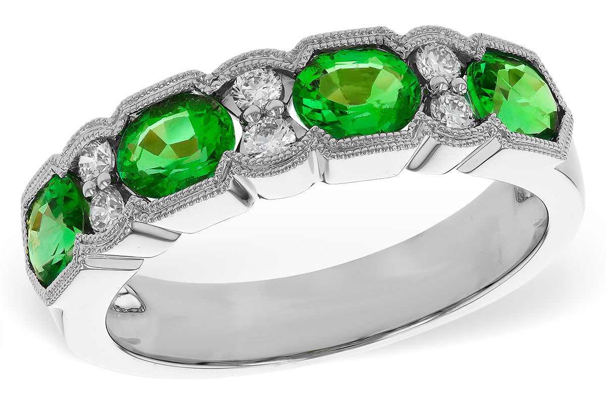 Allison Kaufman Emerald & Diamond Wedding Band in 14K White Gold, 1.38 ctw
