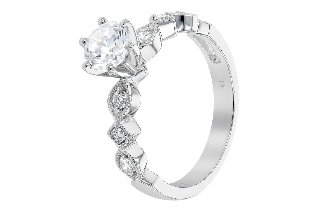 Allison Kaufman Diamond Engagement Ring Semi-Mount in 14K White Gold, 0.16 ctw (L7715), alternate view
