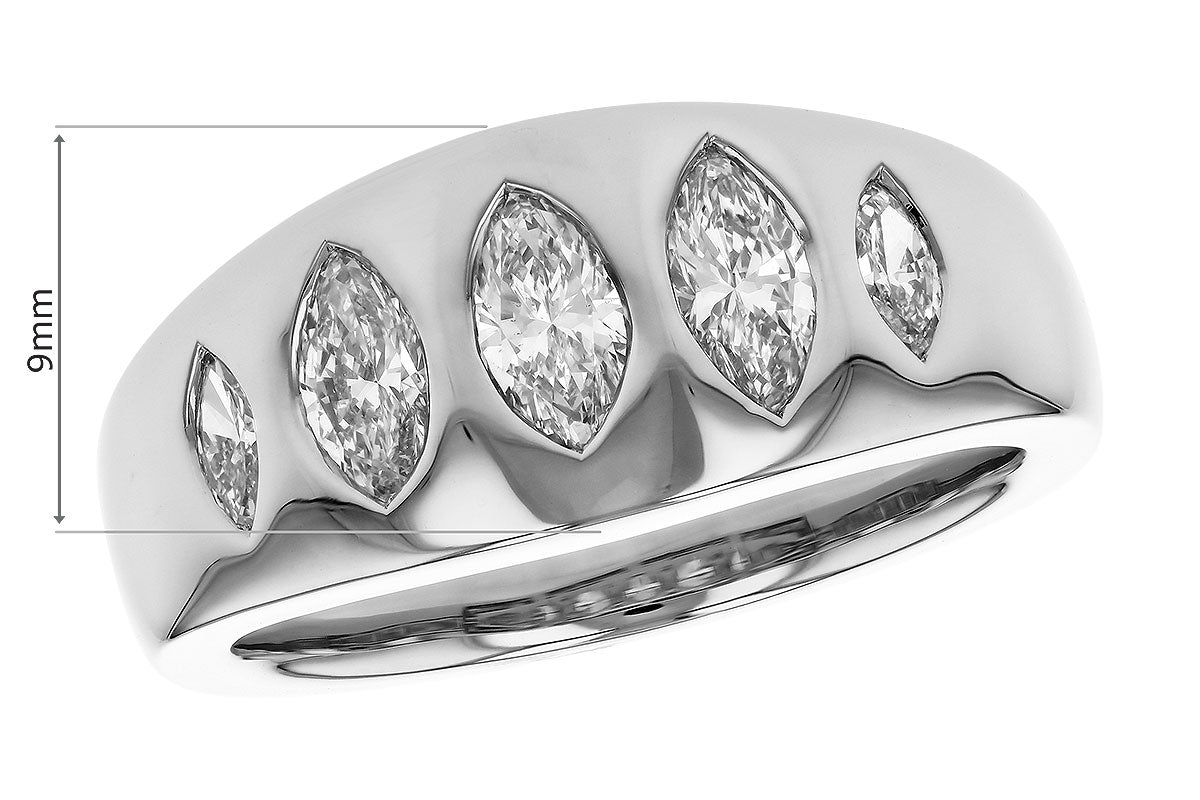 Allison Kaufman Fancy-Cut Diamond Wedding Band in 14K White Gold, 0.95 ctw, alternate view