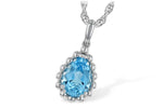 Allison Kaufman Blue Topaz Necklace in 14K White Gold, 1.55 ctw