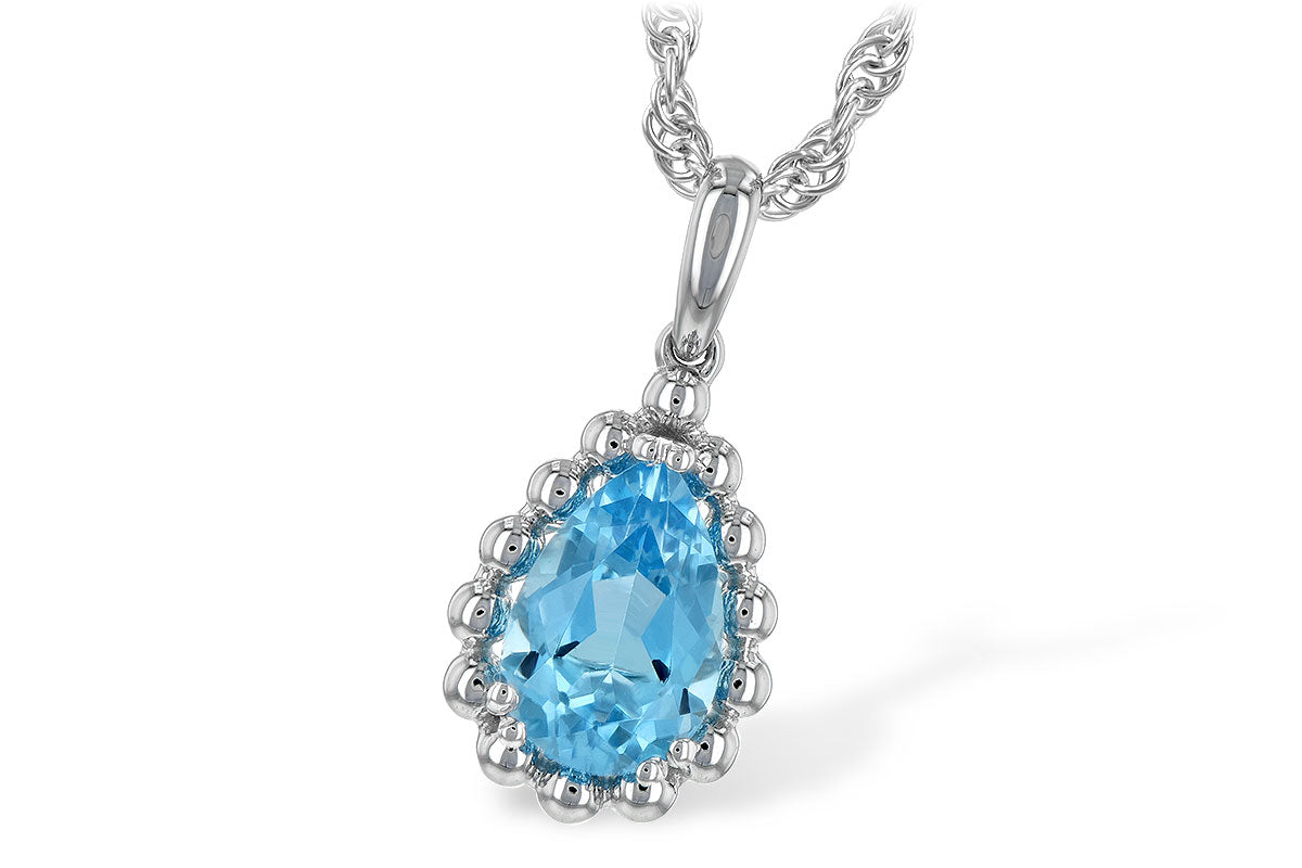Allison Kaufman Blue Topaz Necklace in 14K White Gold, 1.55 ctw