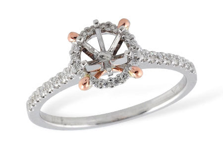 Allison Kaufman Diamond Engagement Ring Semi-Mount in 14K Two-Tone Gold, 0.19 ctw
