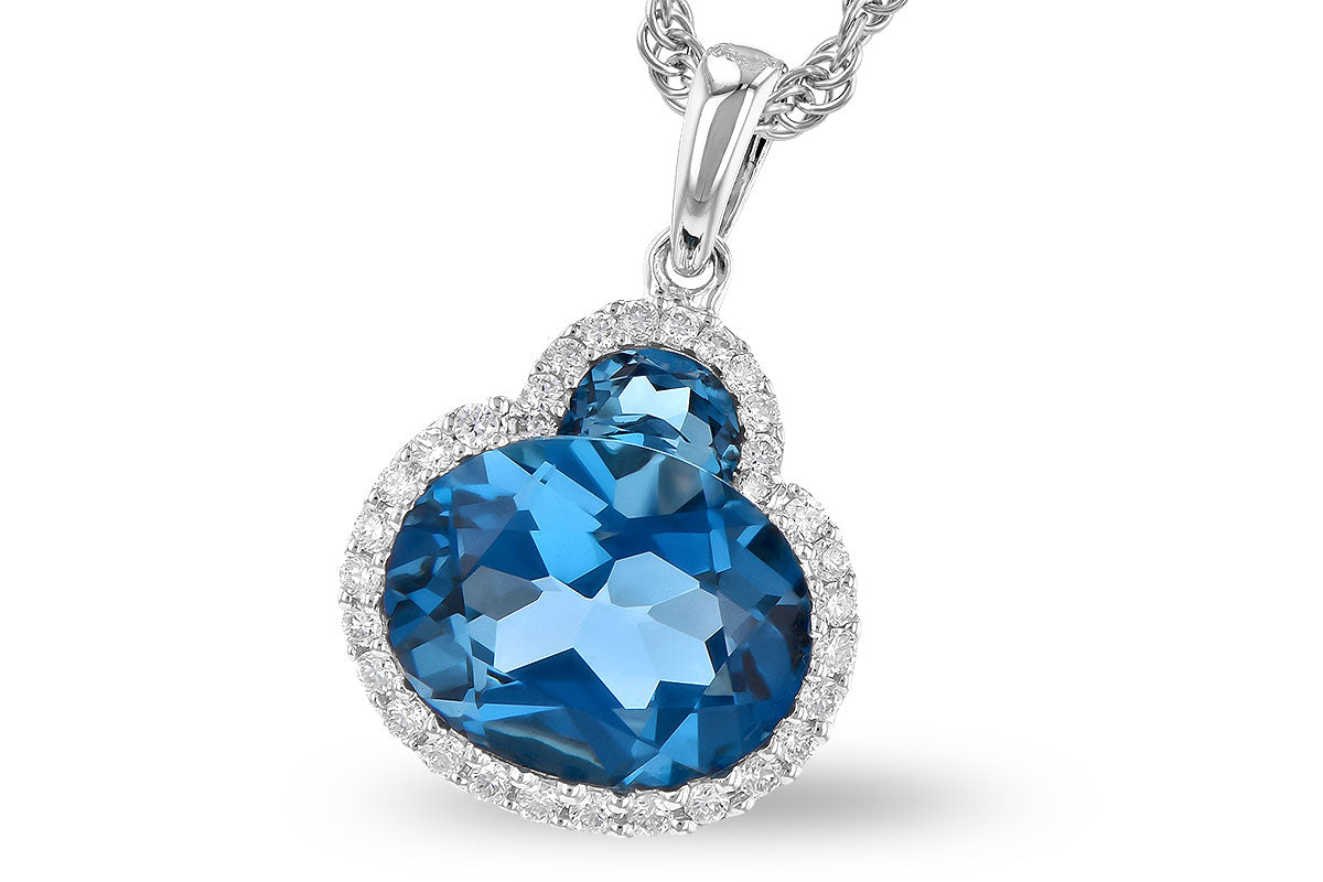 Allison Kaufman London Blue Topaz & Diamond Necklace in 14K White Gold, 3.00 ctw