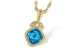 Allison Kaufman Blue Topaz & Diamond Necklace in 14K Yellow Gold, 1.06 ctw
