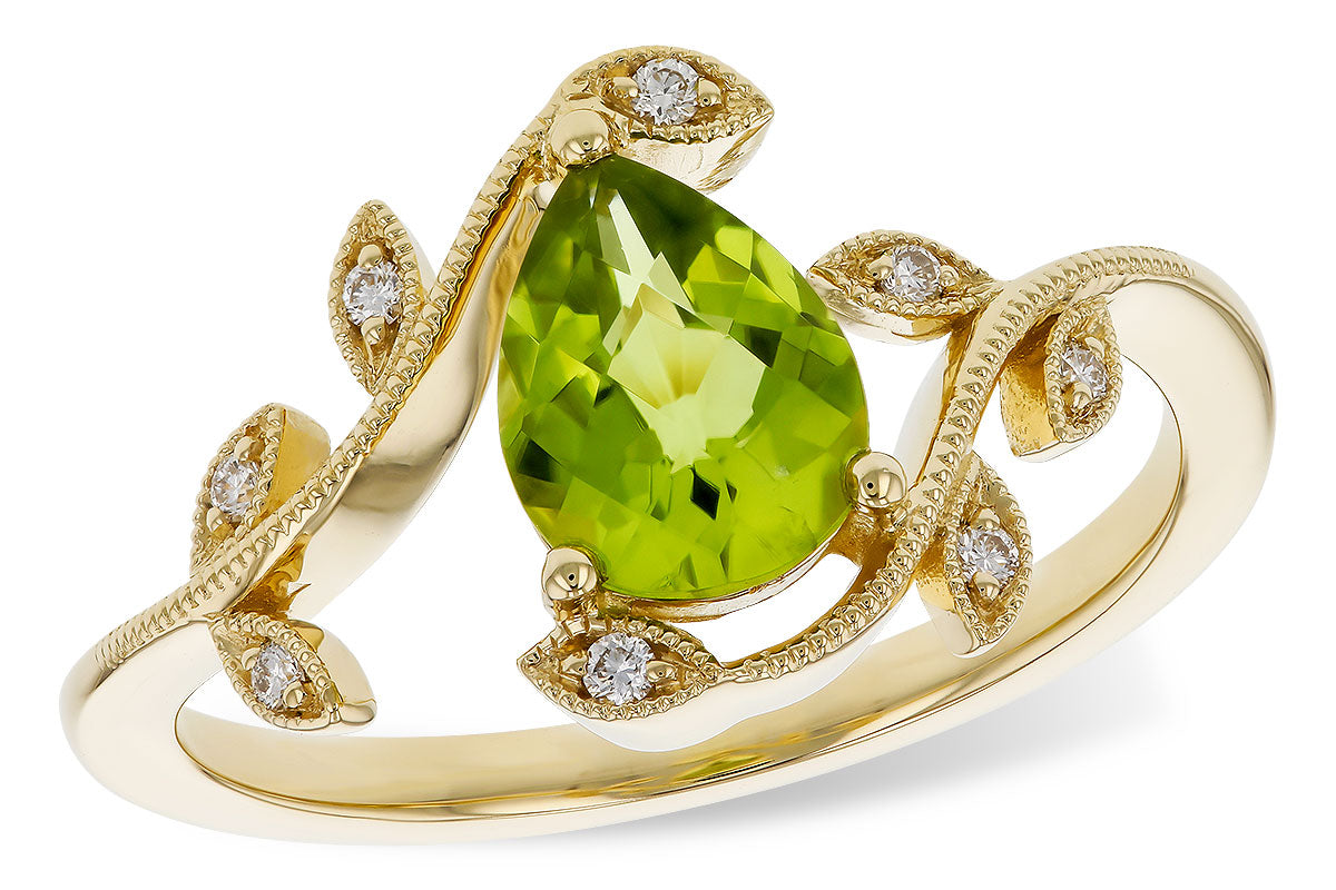 Allison Kaufman Peridot & Diamond Ring in 14K Yellow Gold, 1.22 ctw