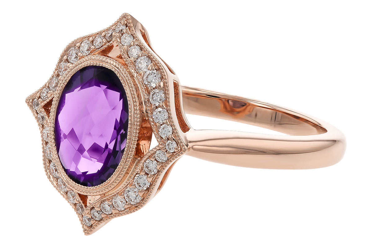 Allison Kaufman Amethyst & Diamond Ring in 14K Rose Gold, 1.70 ctw, alternate view