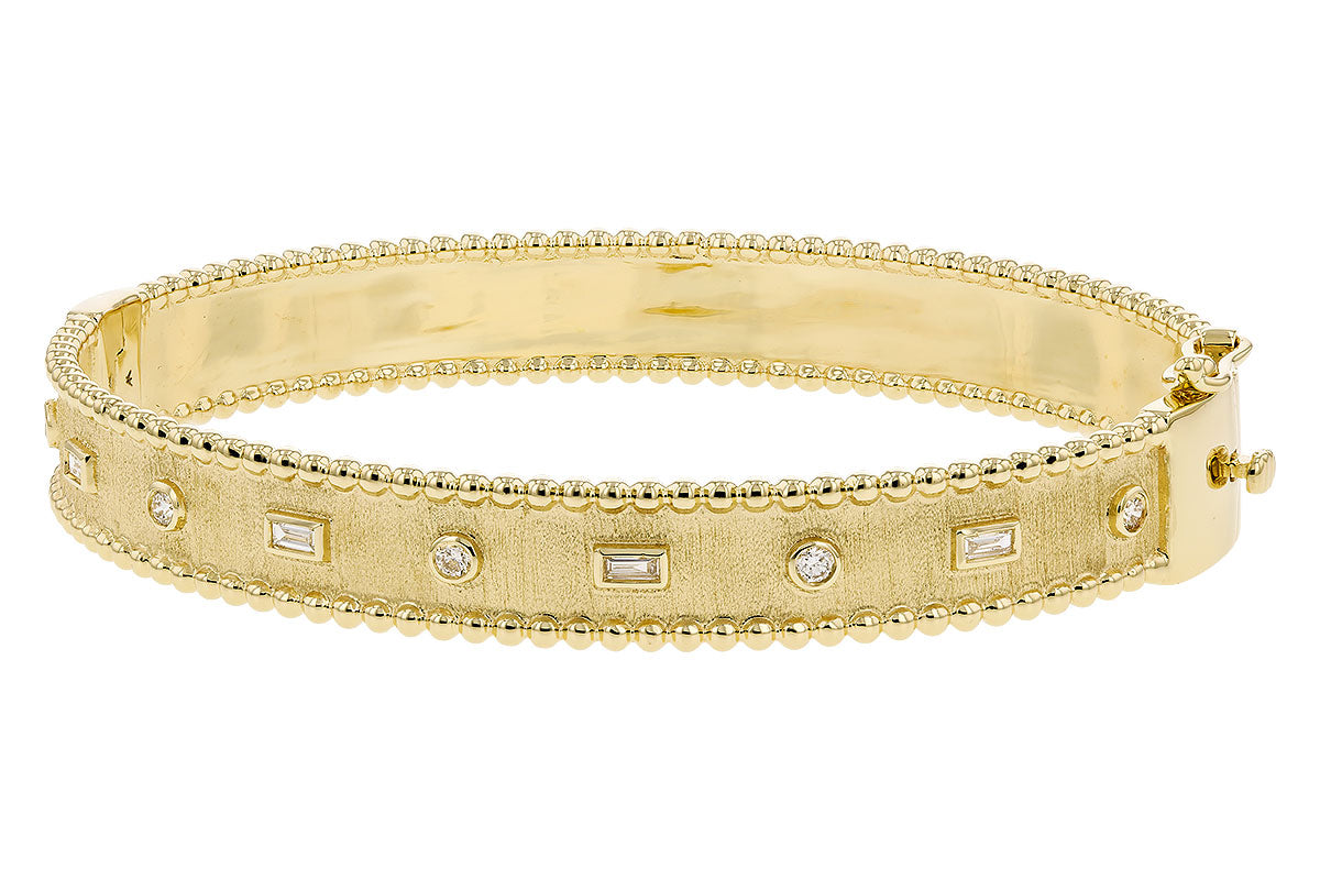 Allison Kaufman Baguette Diamond Bangle Bracelet in 14K Yellow Gold, 0.22 ctw, alternate view
