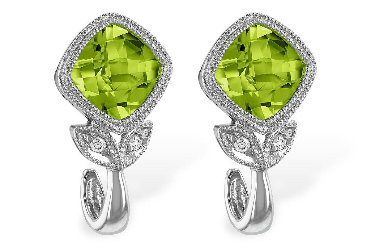 Allison Kaufman Peridot & Diamond Earrings in 14K White Gold, 1.94 ctw