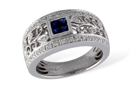 Allison Kaufman Sapphire & Diamond Wedding Band in 14K White Gold, 0.49 ctw