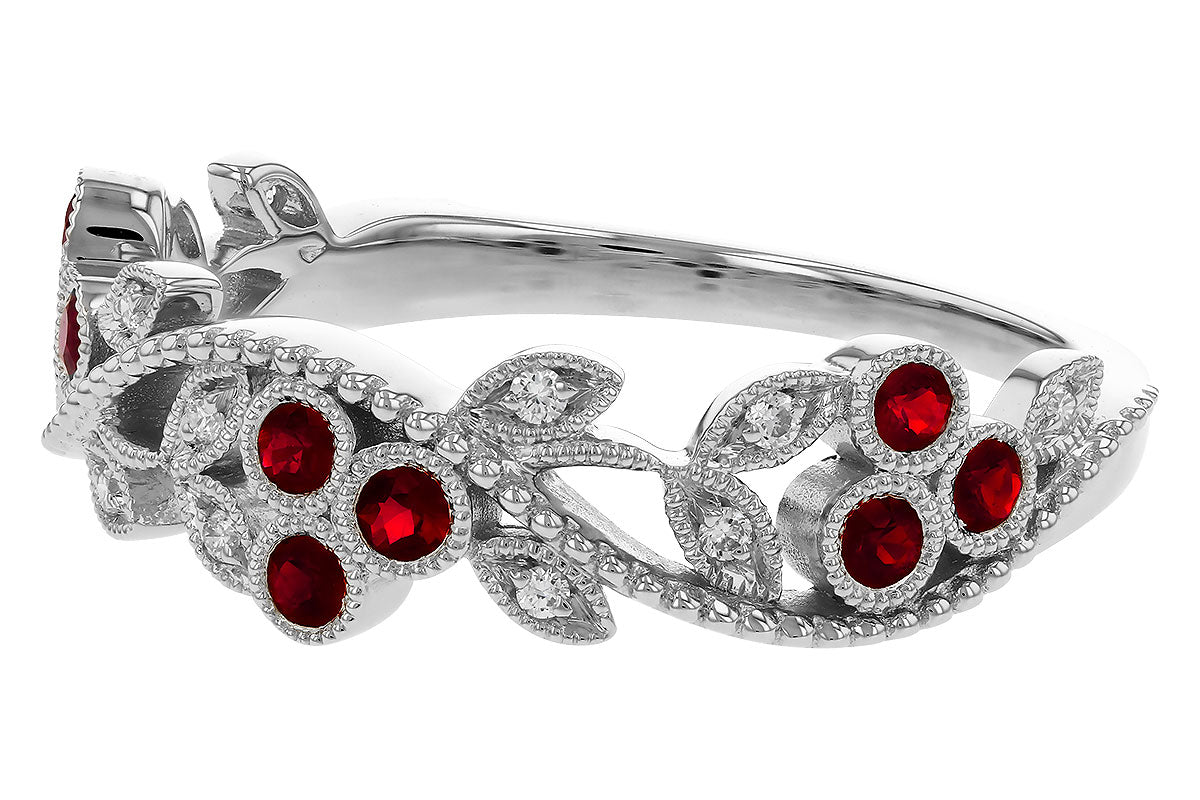 Allison Kaufman Ruby & Diamond Wedding Band in 14K White Gold, 0.28 ctw, alternate view